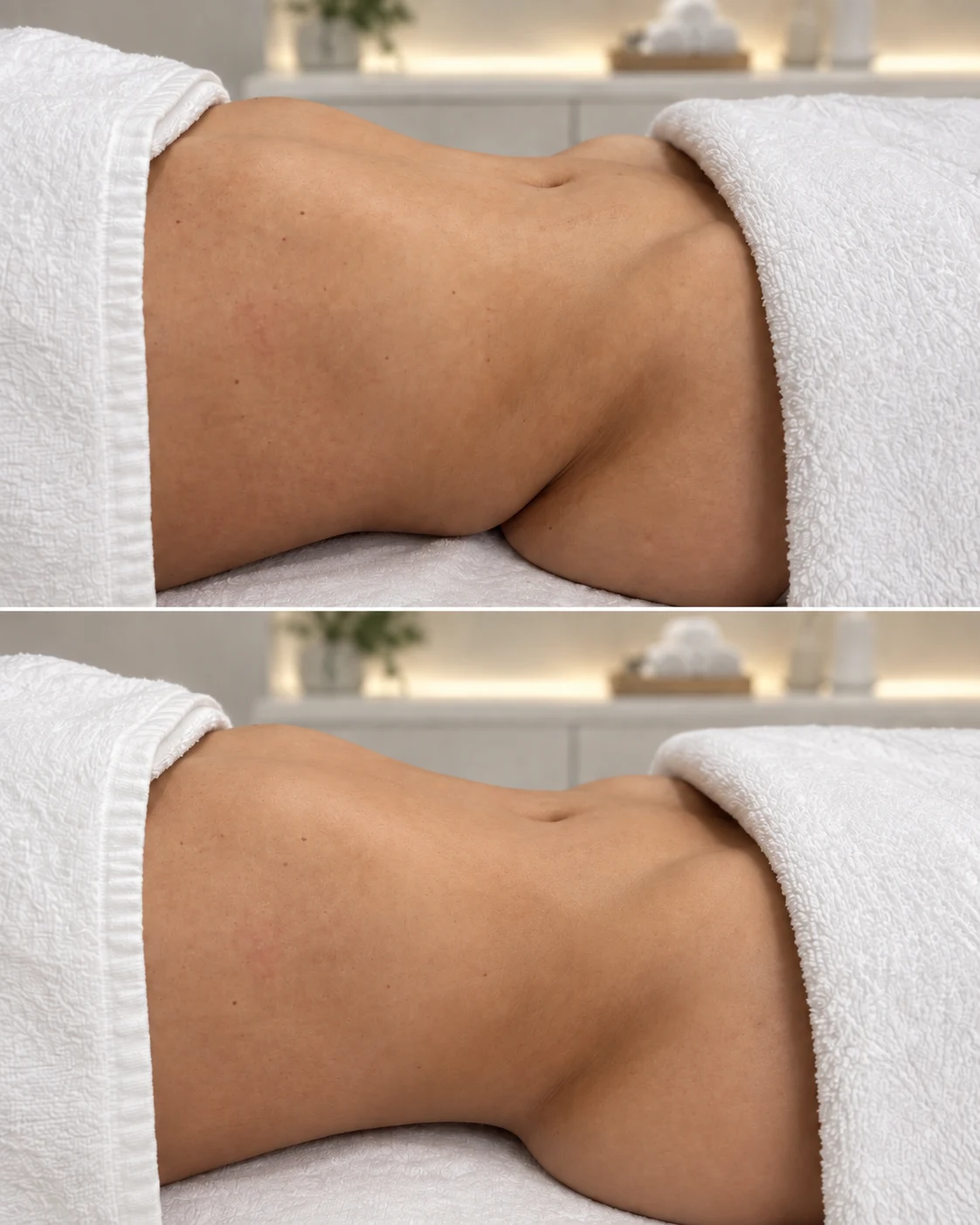 Composición de dos vistas del contorno abdominal, imagen 1.