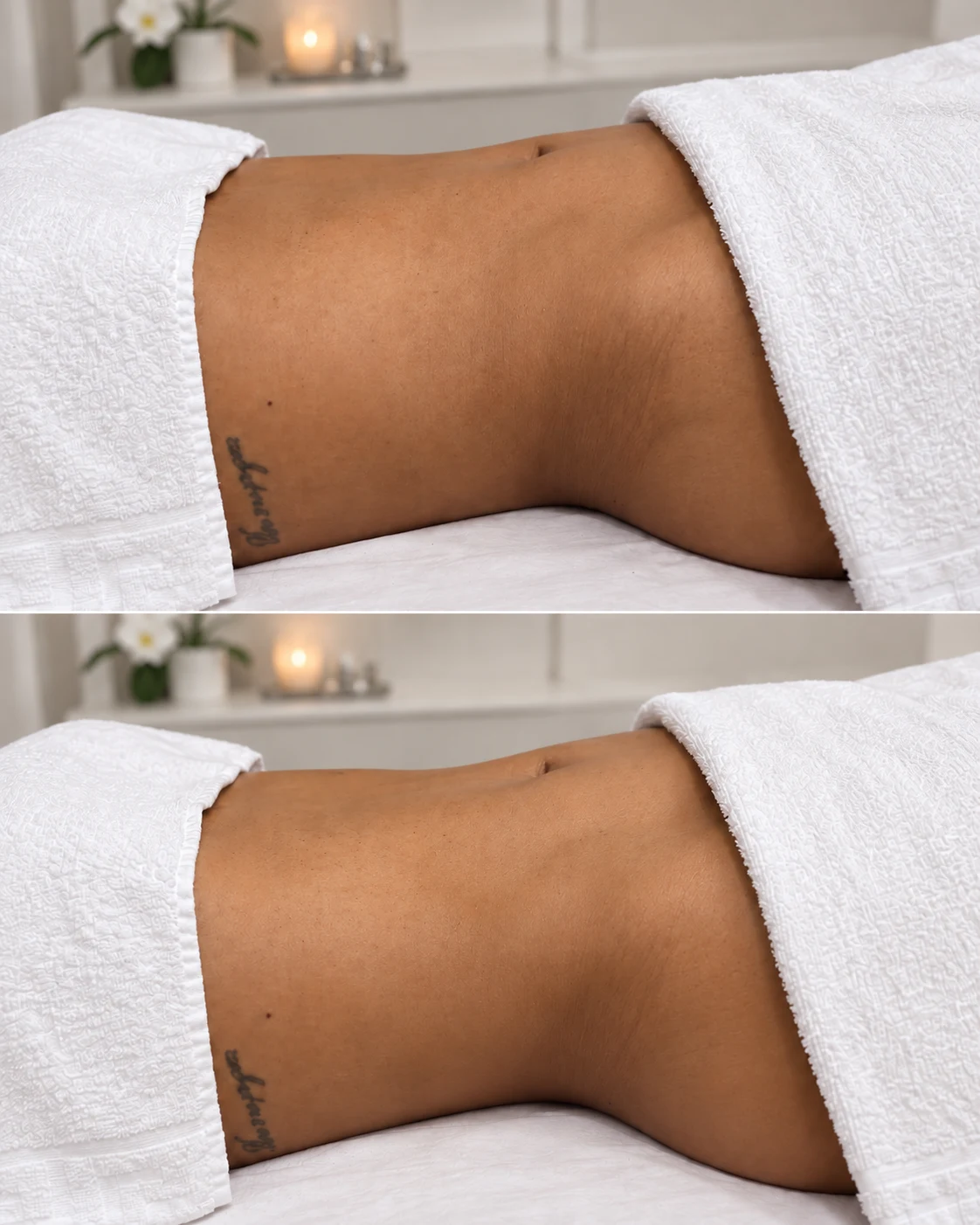 Composición de dos vistas del contorno abdominal, imagen 2.